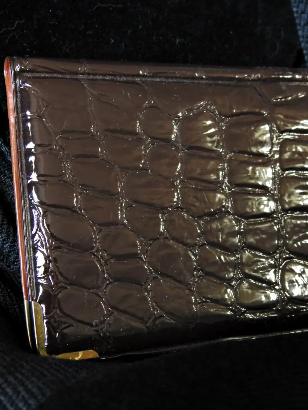 Vintage Buxton Crocodile-pattern Leather Business Card Holder